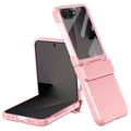 Samsung Galaxy Z Flip8 Plastic Case with Outer Tempered Glass Screen Protector - Pink