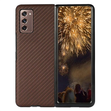 Samsung Galaxy Z Fold2 5G Hybrid Case - Carbon Fiber - Brown