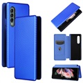 Samsung Galaxy Z Fold3 5G Flip Case - Carbon Fiber - Blue