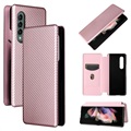 Samsung Galaxy Z Fold3 5G Flip Case - Carbon Fiber - Rose Gold