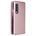 Samsung Galaxy Z Fold3 5G Flip Case - Carbon Fiber - Rose Gold