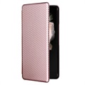 Samsung Galaxy Z Fold3 5G Flip Case - Carbon Fiber - Rose Gold