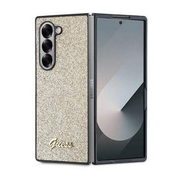 Samsung Galaxy Z Fold6 Guess Glitter Flakes Metal Logo Hybrid Case - Gold