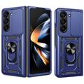 Samsung Galaxy Z Fold7 Rotary Ring Hybrid Case with Camera Shield - Blue