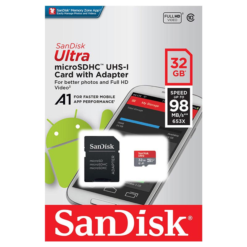Sandisk Sdsquar 032g Gn6ma Ultra Microsdhc Uhs I Card