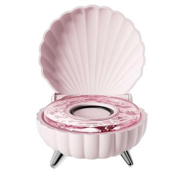 Seashell-Shaped Bluetooth Speaker with RGB Ambient Lighting - Pink