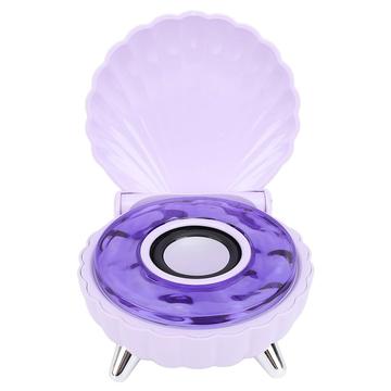 Seashell-Shaped Bluetooth Speaker with RGB Ambient Lighting - Purple