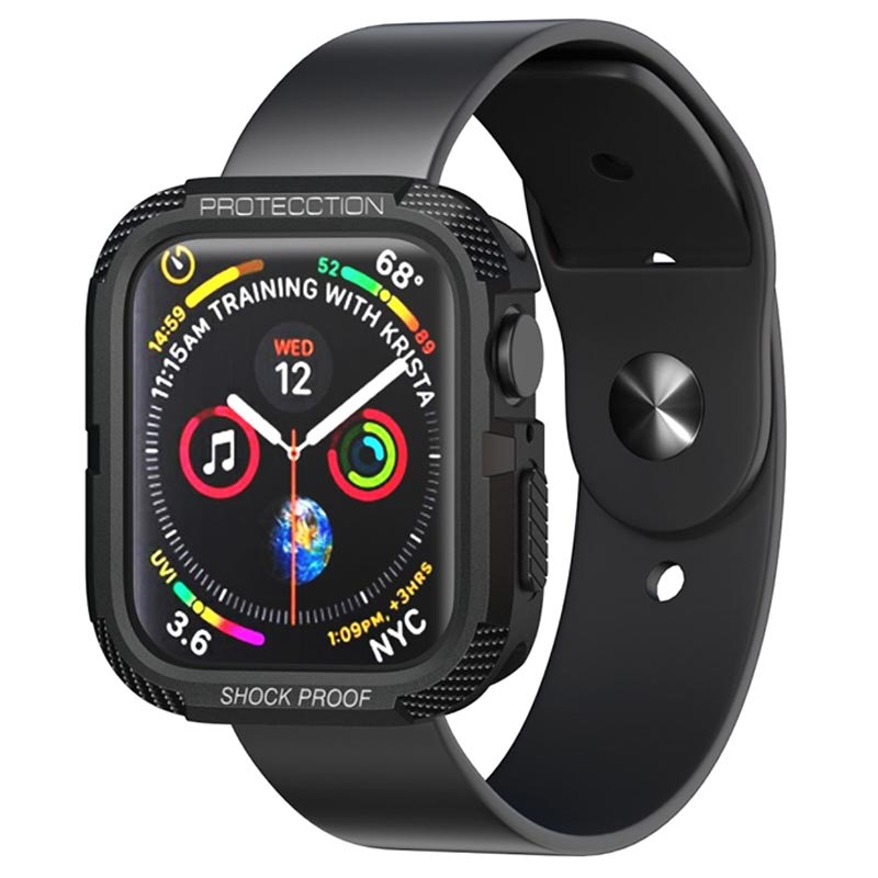 Compre para a apple watch series 8 / 7 41mm / 6 / 5 / 4 / se / se (2022)  40mm 2-em 1 tpu pulseira caixa de relógio de pulso com capa superior do pc  - preto+preto da China