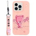 Kiss Series iPhone 14 Pro TPU Case with Strap - Bear