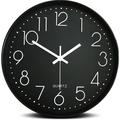 Silent Wall Clock with Numbers - 30cm - Black / White