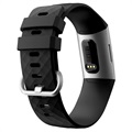 Fitbit Charge 3 Silicone Wristband with Connectors - Black