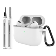 AirPods Pro 3 Silicone Case with Carabiner and Cleaning Pen - White