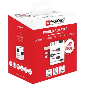 Adaptateur Universel Skross Pro + USB Blanc - Avec Prise CUVE CR044 AA 07