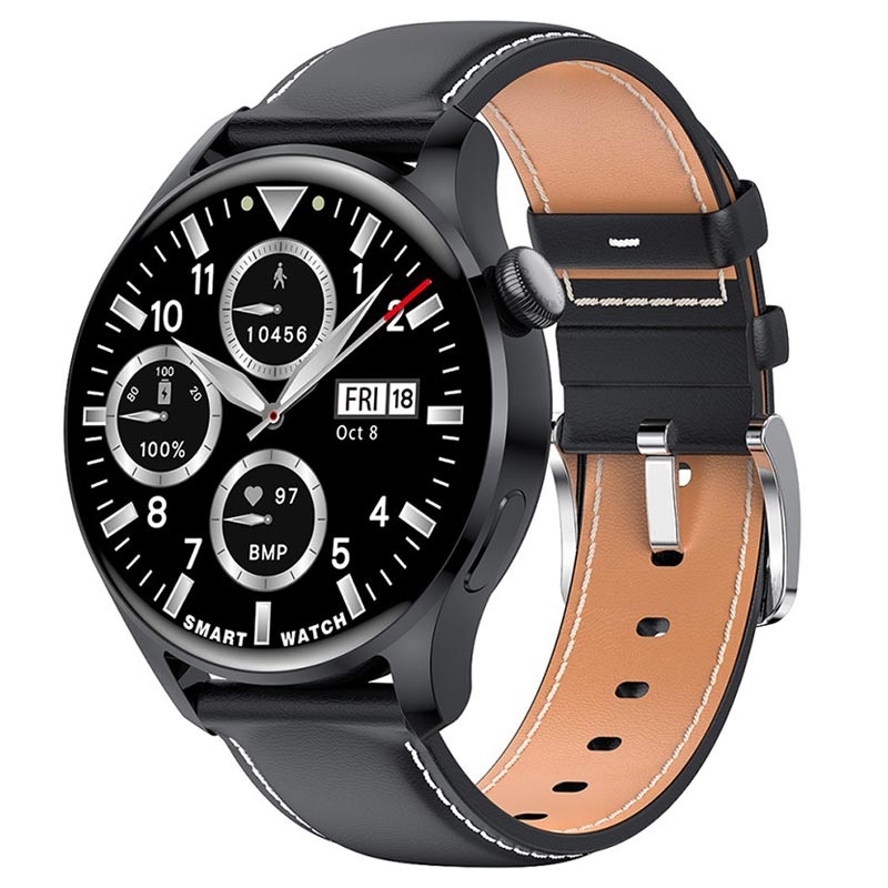 smart watch with leather strap