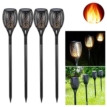 Solar Flickering Flame Stake LED Lights - 96 LEDs, 4 Pcs.