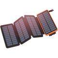 Solar Power Bank with 4 Foldable Panels - 25000mAh - Black / Orange
