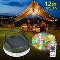 Solar-Powered LED String Lights - 12m - Colorful