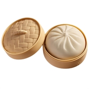 Solid Color Dumpling Squishy Stress Relief Toy with Steamer Box - White