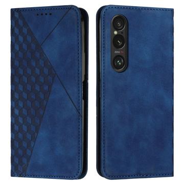 Sony Xperia 1 VI Rhombus Pattern Wallet Case with Magnetic Closure - Blue