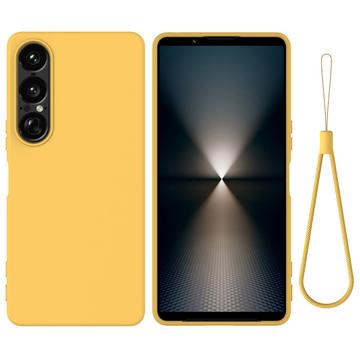 Sony Xperia 1 VII Liquid Silicone Case with Hand Strap - Yellow
