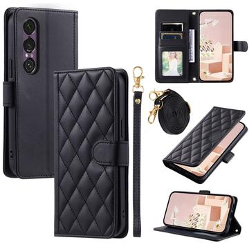 Sony Xperia 1 VII Luxury Quilted Wallet Case - Black