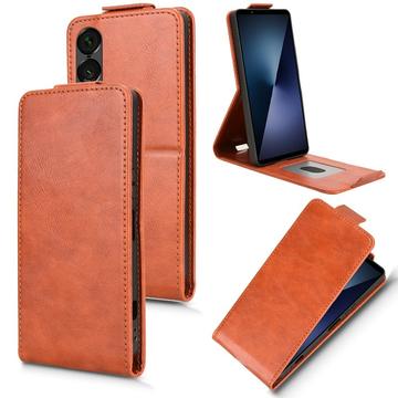Sony Xperia 1 VII Vertical Flip Case with Stand - Brown