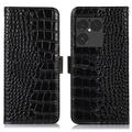 Sony Xperia 1 VIII Crocodile Series Wallet Leather Case with RFID - Black