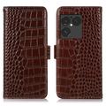 Sony Xperia 1 VIII Crocodile Series Wallet Leather Case with RFID - Brown