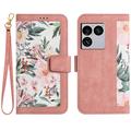 Sony Xperia 1 VIII Floral Wallet Case with Card Slots - Pink
