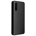 Sony Xperia 10 III, Xperia 10 III Lite Flip Case - Carbon Fiber - Black