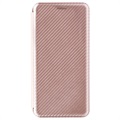 Sony Xperia 10 III, Xperia 10 III Lite Flip Case - Carbon Fiber - Rose Gold