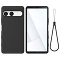 Sony Xperia 10 VII Liquid Silicone Case with Hand Strap - Black