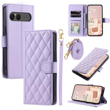 Sony Xperia 10 VII Luxury Quilted Wallet Case - Purple