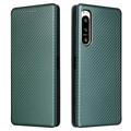 Sony Xperia 5 IV Flip Case - Carbon Fiber - Green