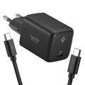 Spigen EE451EU Essential 45W GaN Pro USB-C Wall Charger with 100W USB-C Cable - Black