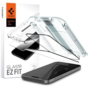 iPhone 15 Spigen Glas.tR Ez Fit Full Cover Screen Protector - 9H - 2 Pcs. - Black Edge