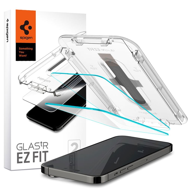 Spigen Protector de pantalla de vidrio templado [GlasTR EZ Fit] diseñado  para iPhone 14 Pro Max [compatible con fundas], protección del sensor