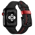 Apple Watch Series SE/6/5/4/3/2/1 Stitched Leather Strap - 42mm, 44mm - Black