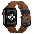 Apple Watch Series 7/SE/6/5/4/3/2/1 Stitched Leather Strap - 45mm/44mm/42mm - Brown
