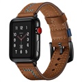 Apple Watch Series 7/SE/6/5/4/3/2/1 Stitched Leather Strap - 45mm/44mm/42mm - Brown