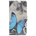 Style Series Samsung Galaxy A20e Wallet Case - Blue Butterfly