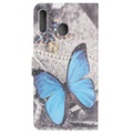 Style Series Samsung Galaxy A20e Wallet Case - Blue Butterfly