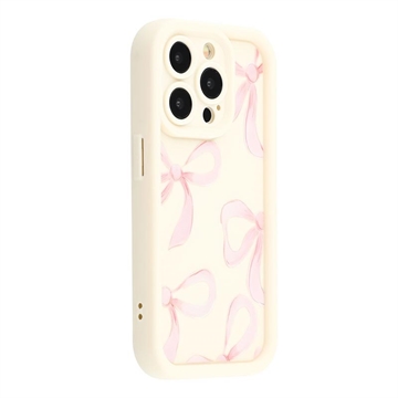 iPhone 13 Pro Stylish Shockproof TPU Case with Raised Edges - White / Big Bow
