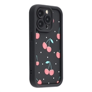 iPhone 14 Pro Stylish Shockproof TPU Case with Raised Edges - Black / Cherries