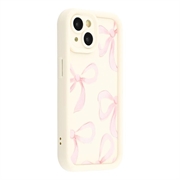 iPhone 14 Stylish Shockproof TPU Case with Raised Edges - White / Big Bow