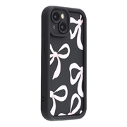 iPhone 15 Stylish Shockproof TPU Case with Raised Edges - Black / Big Bow