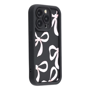 iPhone 15 Pro Max Stylish Shockproof TPU Case with Raised Edges - Black / Big Bow