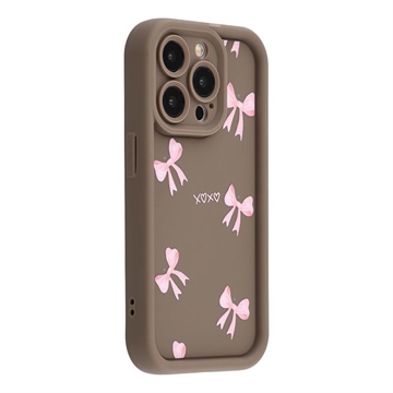 iPhone 15 Pro Max Stylish Shockproof TPU Case with Raised Edges - Brown / Bow