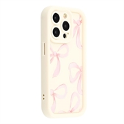 iPhone 15 Pro Stylish Shockproof TPU Case with Raised Edges - White / Big Bow