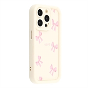 iPhone 15 Pro Stylish Shockproof TPU Case with Raised Edges - White / Bow